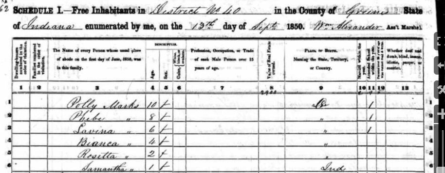 Family Marks Daniel 1850 2