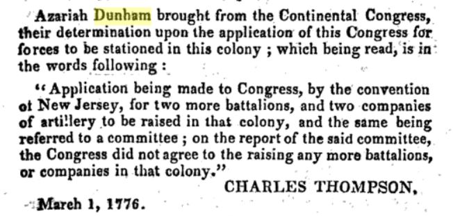 Journal of the Votes and Proceedings of the Provincial Congress of New Jersey, Azariah Dunham