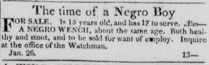 Age 17 Years Old. American Watchman and Delaware Advertiser (Wilmington, Del.) at 3 (Jan. 27, 1824)