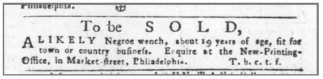 Age 19 Years Old. The Pennsylvania Gazette (Philadelphia) at 3 (Jan. 22, 1756)